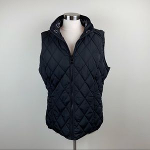 Calvin Klein Black Quilted Puffer Vest Full Zip Women Size XL Extra Large